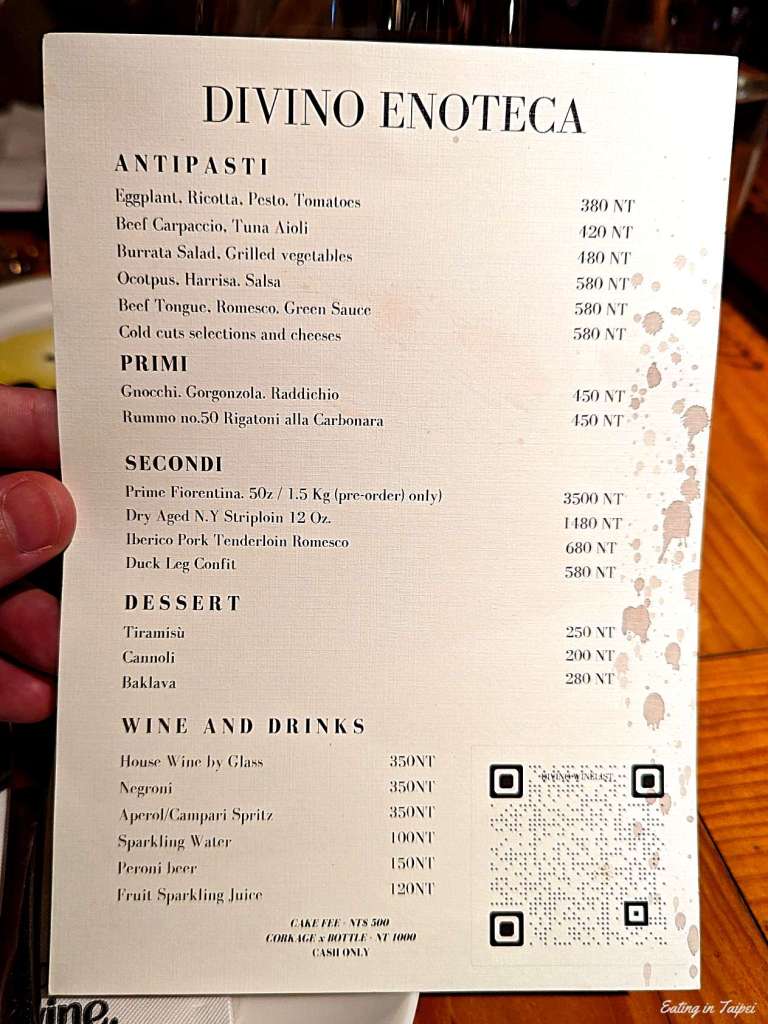 Divino Enoteca menu