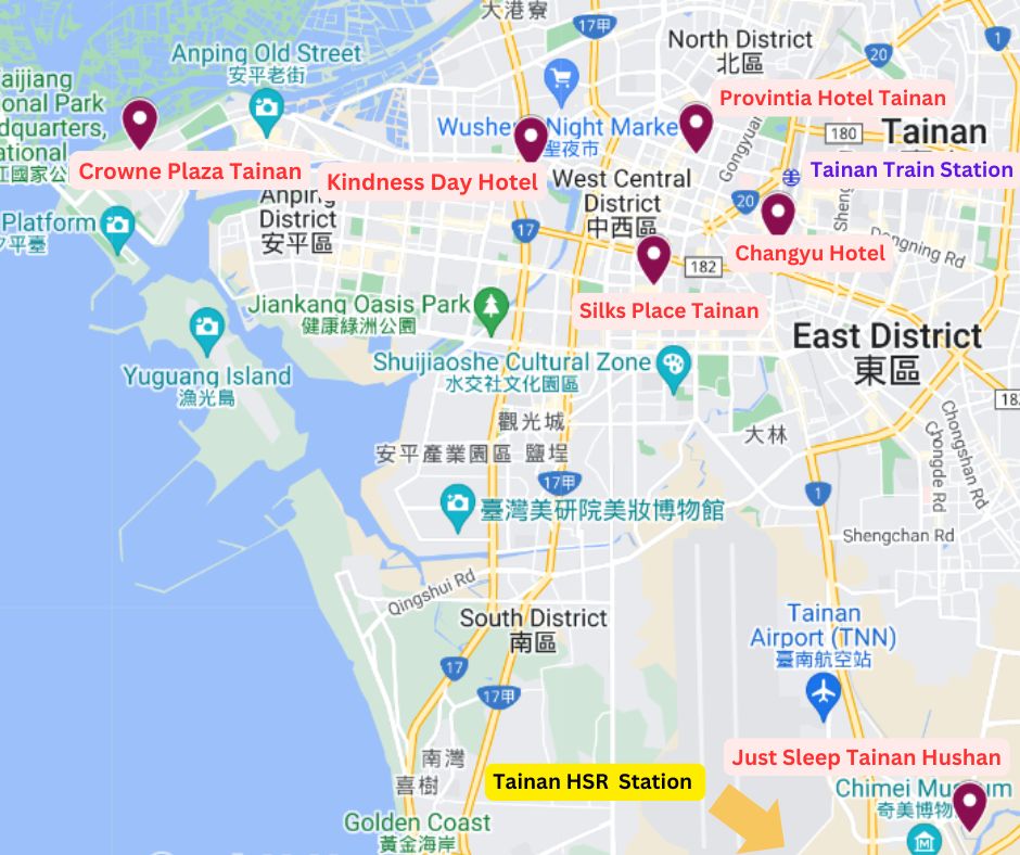 Tainan Day Trip Map