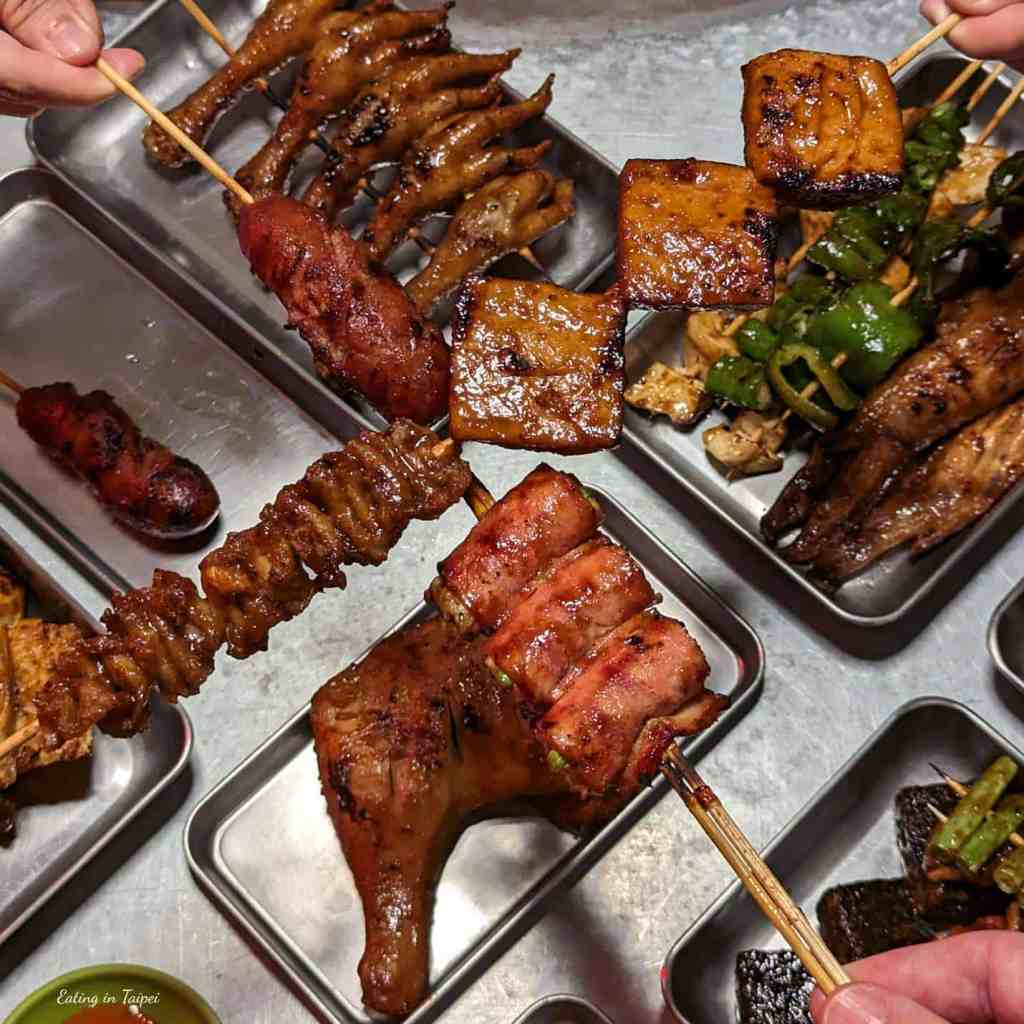 xie xie bbq bacon roll sausage tofu chicken skin